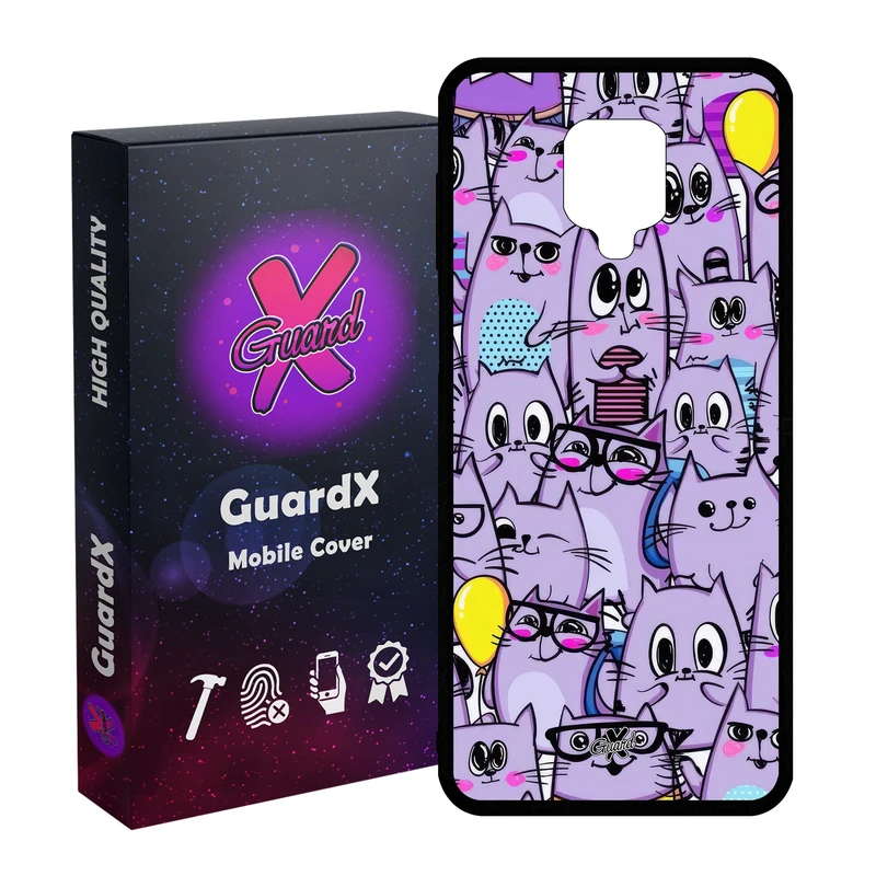 کاور گارد ایکس طرح گربه مدل Glass10709 مناسب برای گوشی موبایل شیائومی Redmi Note9 Pro/Note 9 Pro Max/Redmi Note 9S/MI Poco M2 Pro