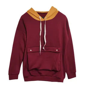 هودی زنانه مدل جیب کانگورویی کد 104 رنگ زرشکی