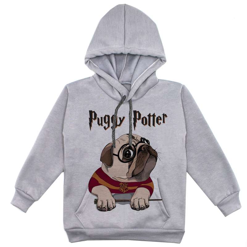 هودی پسرانه مدل سگ F55 کد رنگ طوسی