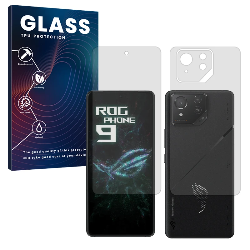 محافظ صفحه نمایش مات گلس مدل Resistant مناسب برای گوشی موبایل ایسوس ROG Phone 9 به همراه محافظ پشت گوشی 