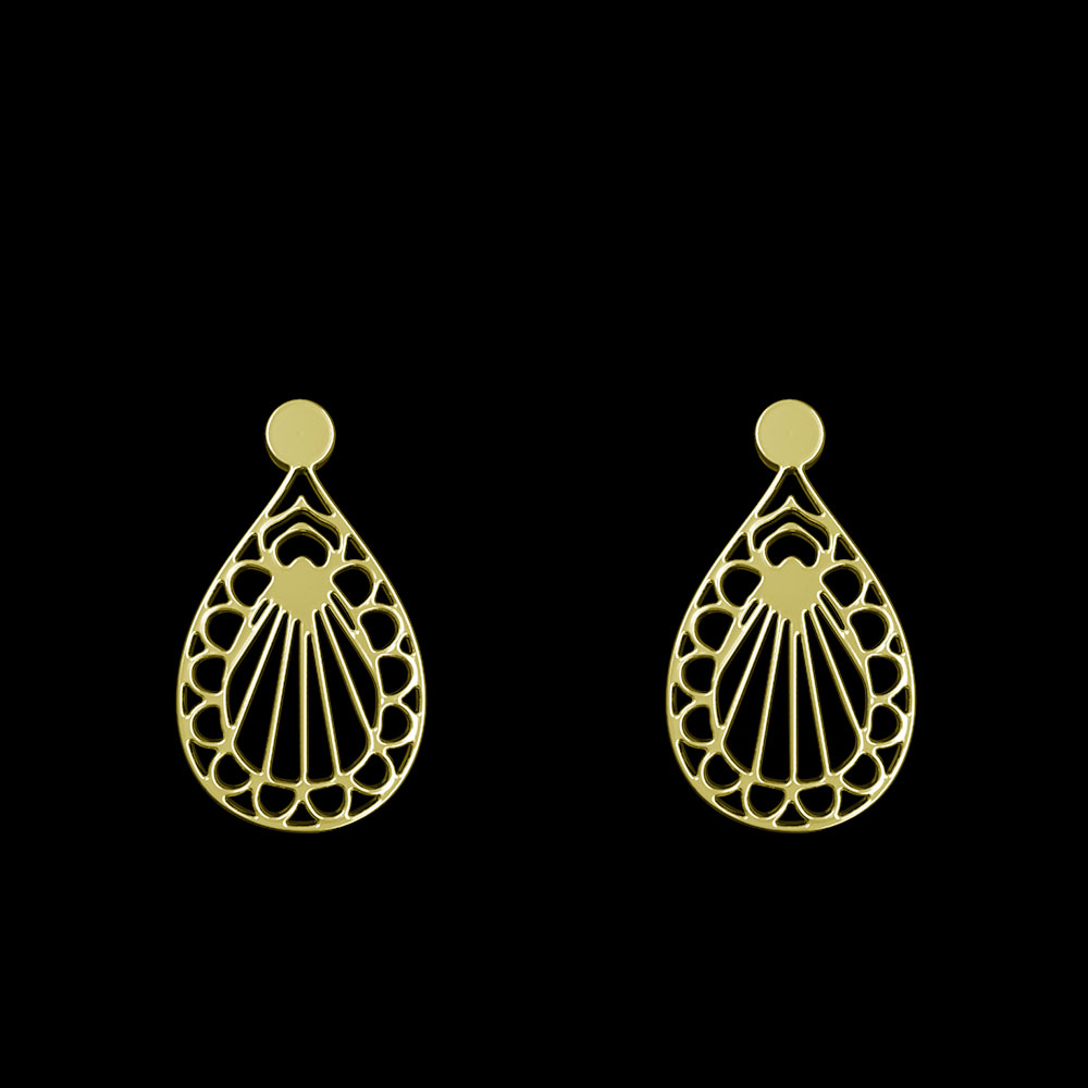 گوشواره طلا 18 عیار زنانه مدوپد مدل اسلیمی کد GA1-12184