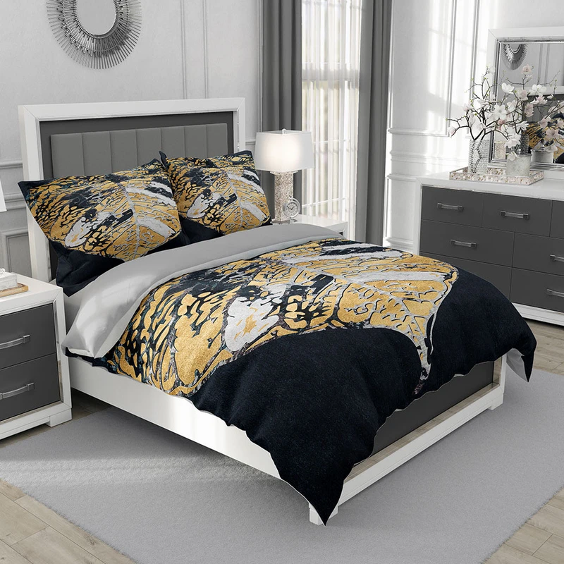 سرویس روتختی تک نفره 5 تکه نوپه هوم مدل T6178 طرح برگ مدرن