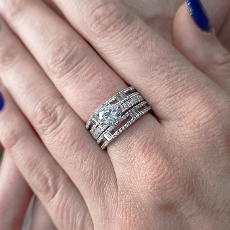 ست حلقه و پشت حلقه نقره زنانه مدل JW5063 مجموعه 3 عددی