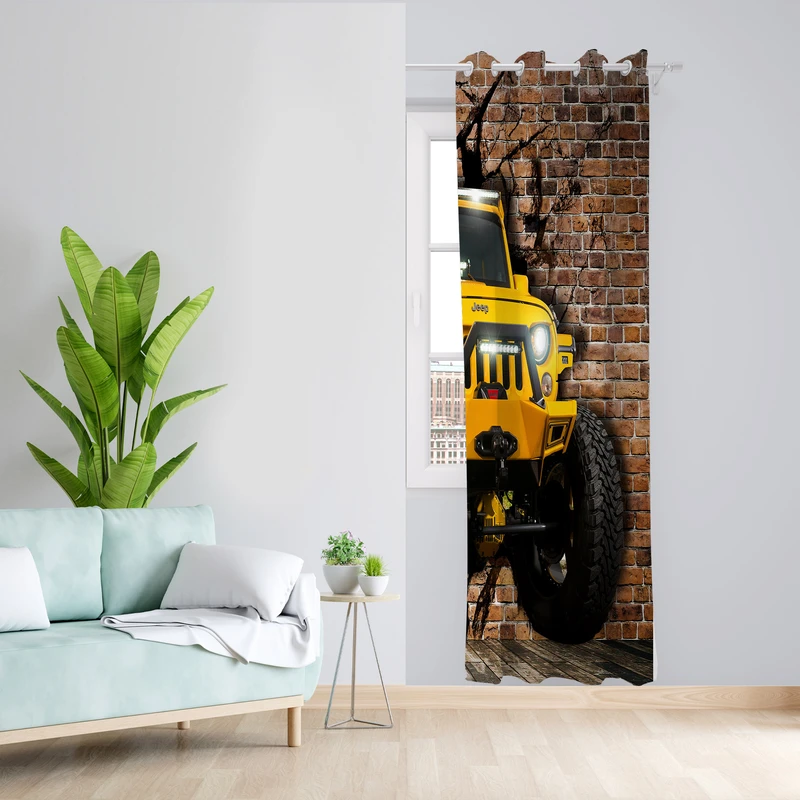 پرده طرح ماشین مدل مخمل پانچی کد 1898 z سایز 140x200 سانتی متر