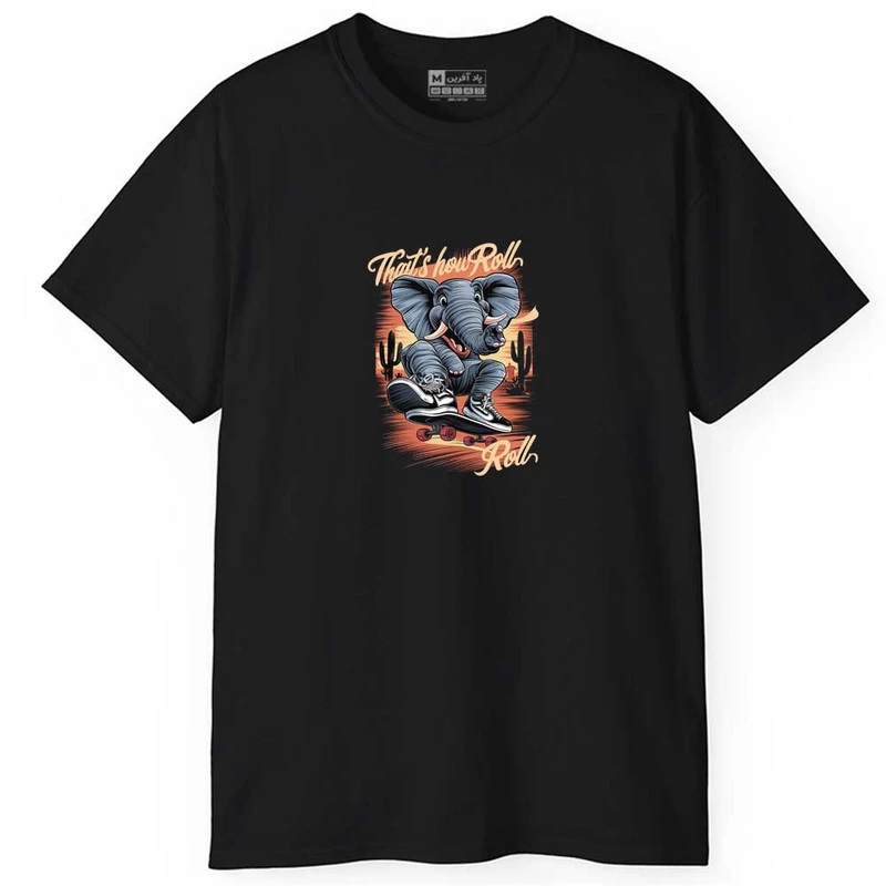 تی شرت آستین کوتاه مردانه پاد آفرین مدل اسپرت طرح فیل بامزه کد 0810