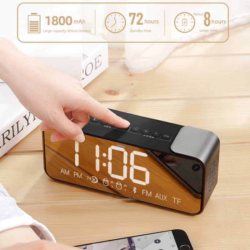 lenovo l022 led alarm clock bluetooth speaker