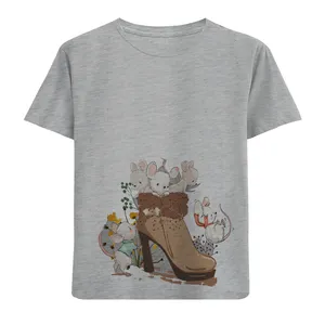 تی شرت آستین کوتاه دخترانه مدل کفش وموش D180