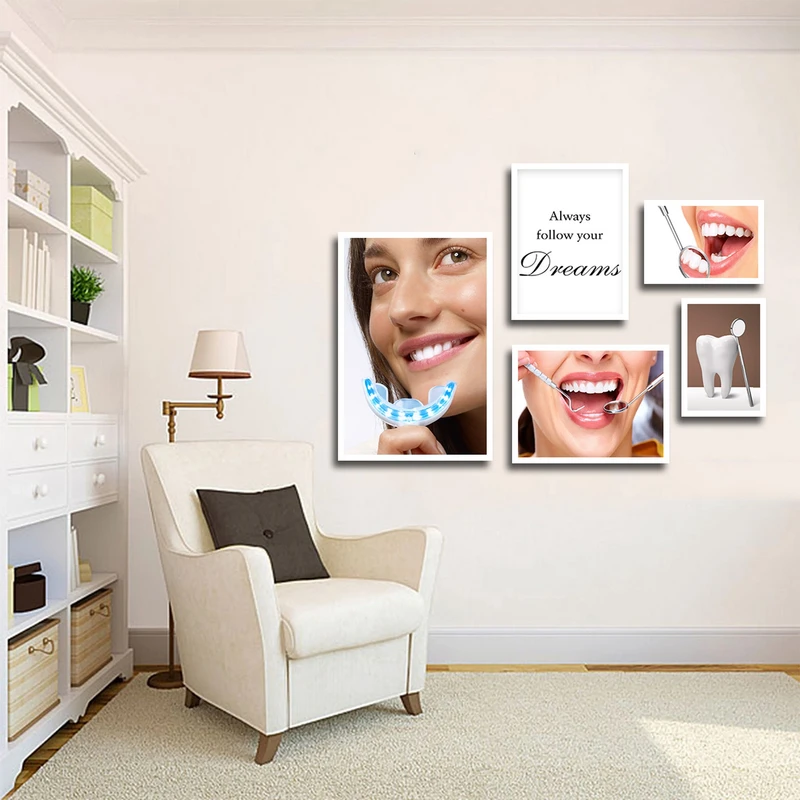 تابلو بکلیت طرح لبخند و دندانپزشکی  مدل W-1572 مجموعه 5 عددی