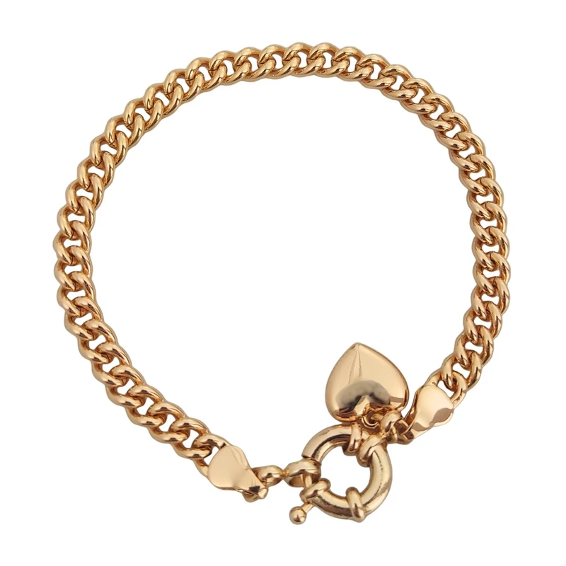 دستبند زنجیری زنانه ژوپینگ مدل قفل ملوانی قلب آویز