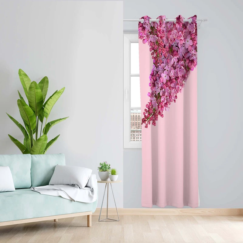 پرده طرح گل مدل مخمل پانچی کد 5225R z سایز 140x200 سانتی متر