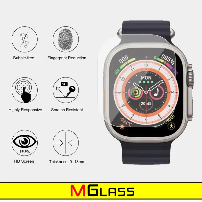 محافظ صفحه نمایش شیشهای امگلس مدل SH-MG مناسب برای ساعت هوشمند الترا S8 Ultra Max بسته دو عددی