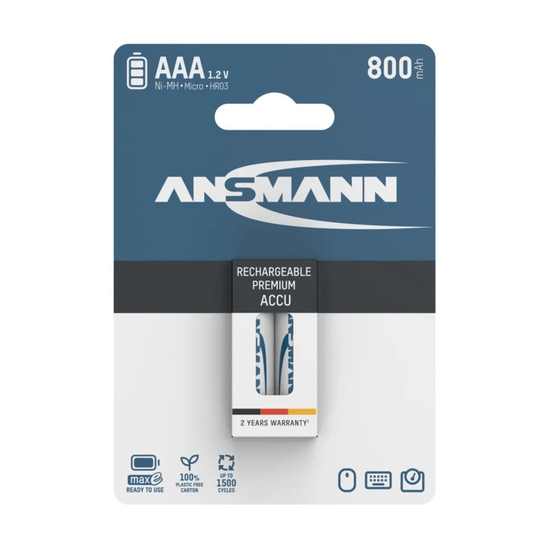 باتری نیم قلمی قابل شارژ آنسمن  مدل Rechargeable Premium  بسته ۲ عددی