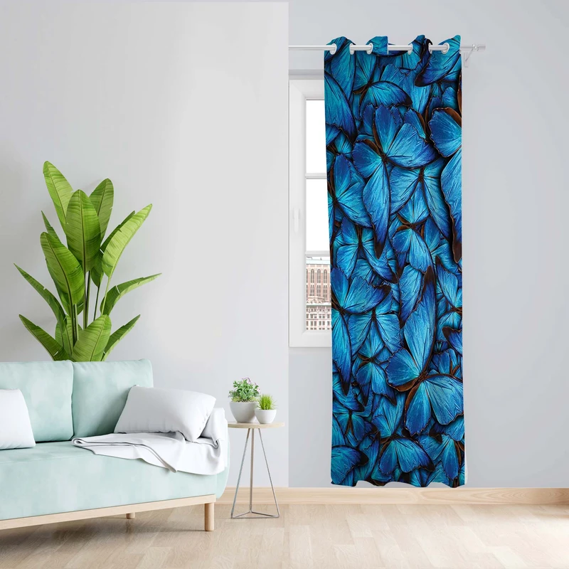 پرده طرح پروانه مدل مخمل پانچی کد 5327L z سایز 140x200 سانتی متر