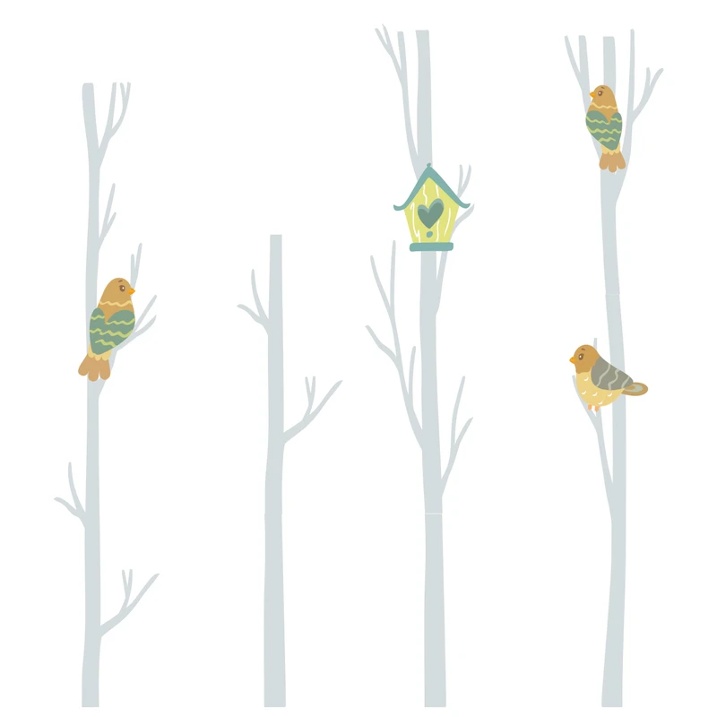 استیکر دیواری کودک مدل گنجشک و درخت کد 9042