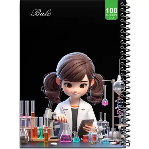 دفتر نقاشی 100 برگ بله طرح فانتزی دختر دانشمند کد A4-N478