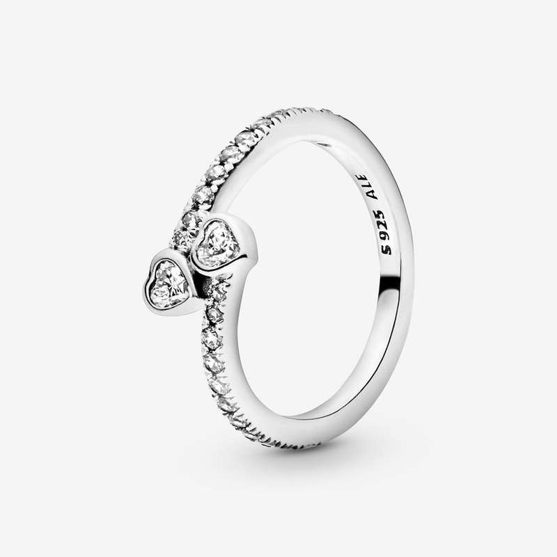 انگشتر نقره زنانه پاندورا مدل Two Sparkling Hearts Ring
