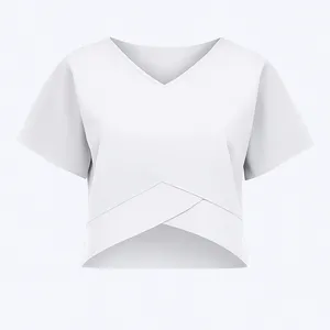 کراپ بلوز آستین کوتاه یقه هفت زنانه مدل 2114