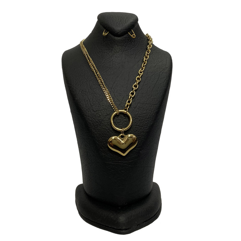 گردنبند زنانه ژوپینگ مدل پلاک زنجیر طرح قلب کد 225