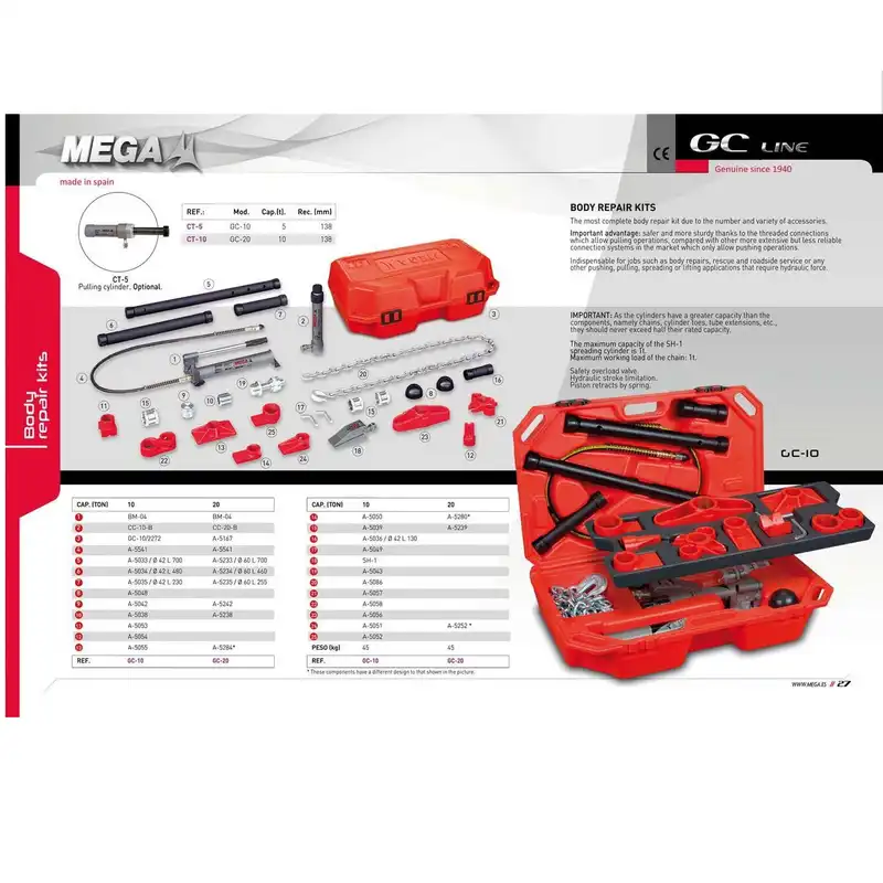 ابزار تعمیر بدنه خودرو مگا مدل GC-10 مجموعه 30 عددی