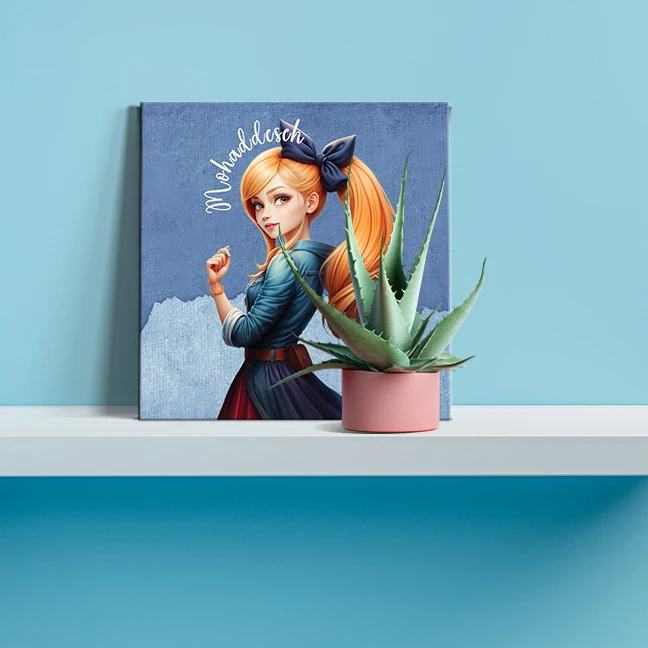 تابلو شاسی لاژید مدل اسم محدثه طرح دختر کارتونی کد CuteGirl