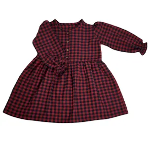 پیراهن دخترانه مدل چهارخانه پشمی یلدایی