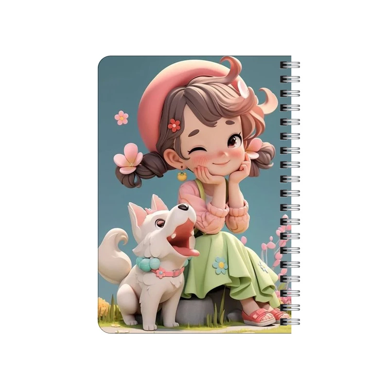 دفترچه یادداشت بامبیلیپ مدل چوبی طرح دختر چشمک زن و سگ کد 7041812