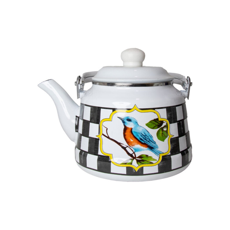 ست کتری قوری مدل لعابی پرنده گنجایش کتری 2.5 لیتر کنجایش قوری 0.8 لیتر