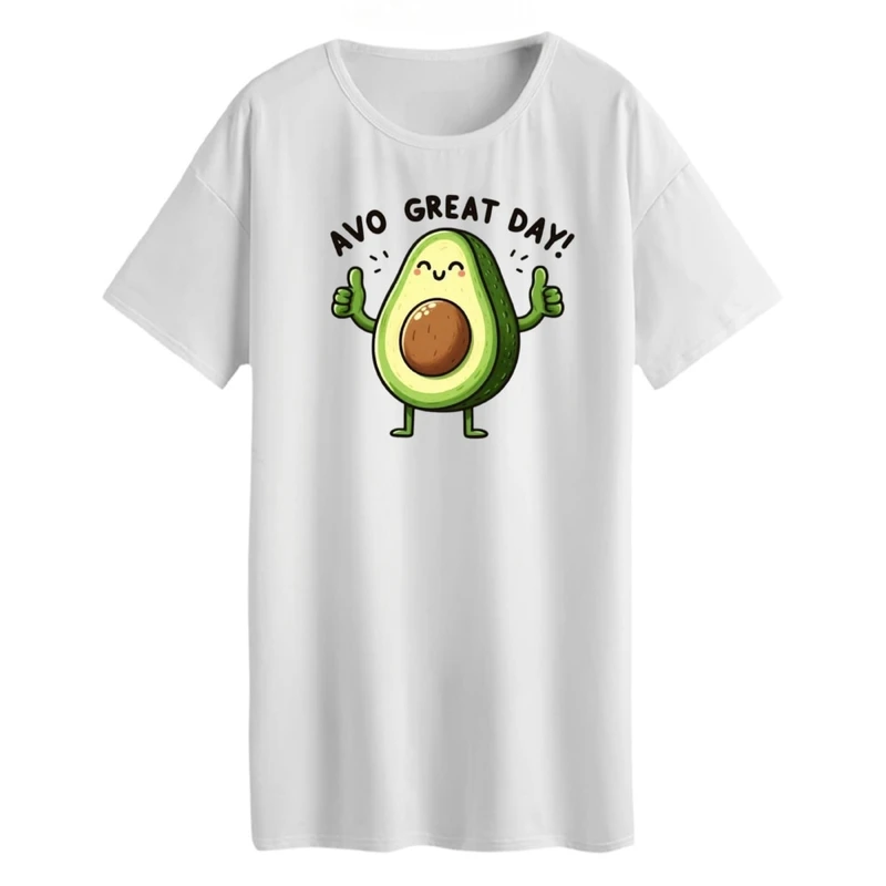 تی شرت لانگ زنانه مدل آووکادو خوشحال