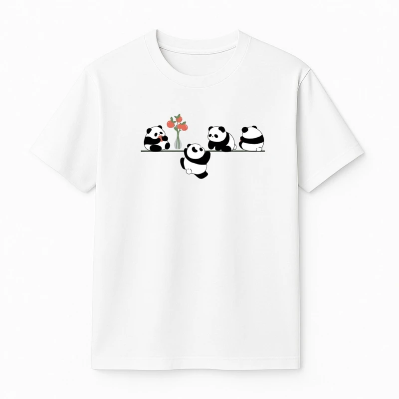 تی‌شرت آستین کوتاه پسرانه مدل پاندا های بامزه کد v12 