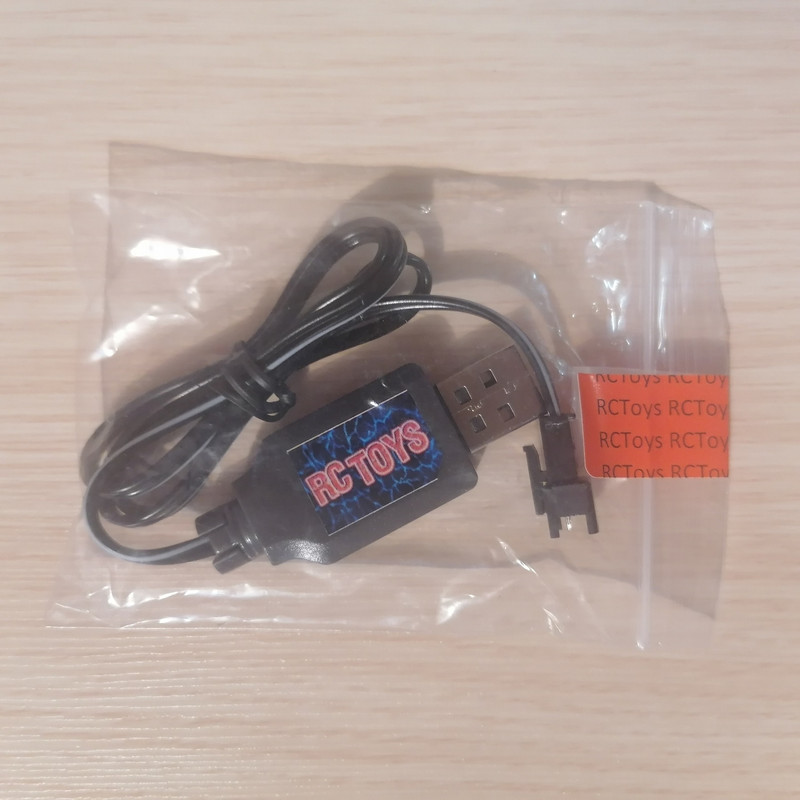 شارژر باتری ماشین کنترلی آرسی تویز مدل RCT_6v_USB_250mA_SM به همراه سوکت SM دو پین