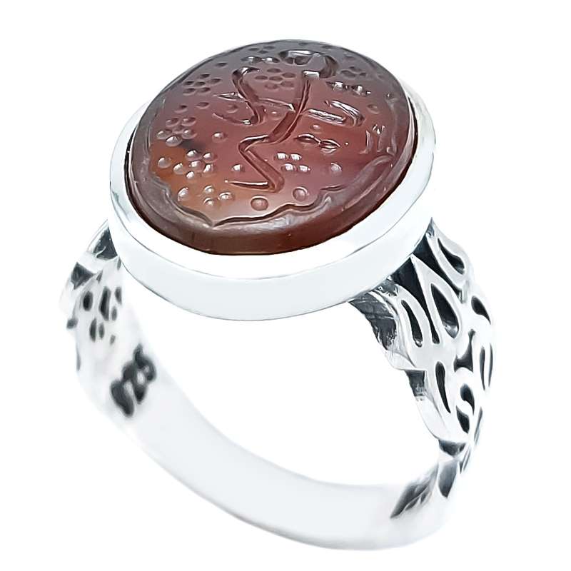 انگشتر نقره مردانه مدل عقیق خطی یا رقیه کد VA4653