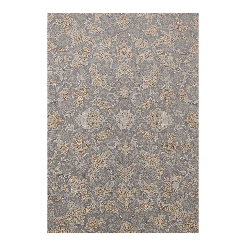 فرش ماشینی 1200 شانه فرش ساوین زمینه طوسی حاشیه طوسی مدل درین 7611