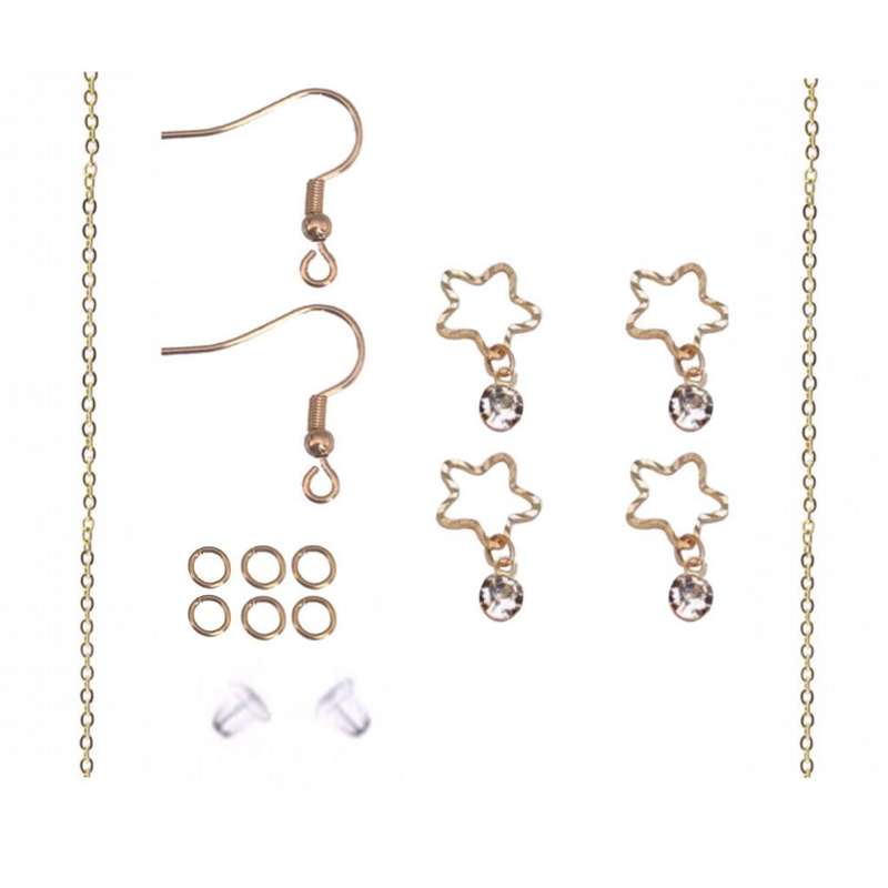 ملزومات ساخت گوشواره مدل ستاره کد 108 مجموعه 16 عددی