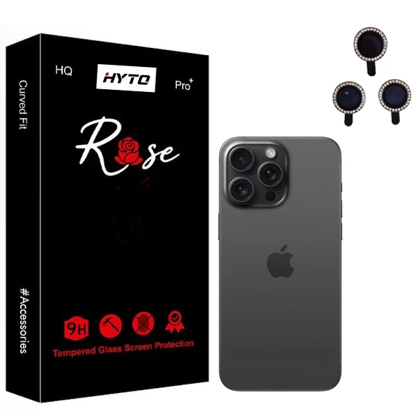 محافظ لنز دوربین هیتو مدل Rose Jewel Shining مناسب برای گوشی موبایل اپل iphone 15 pro max