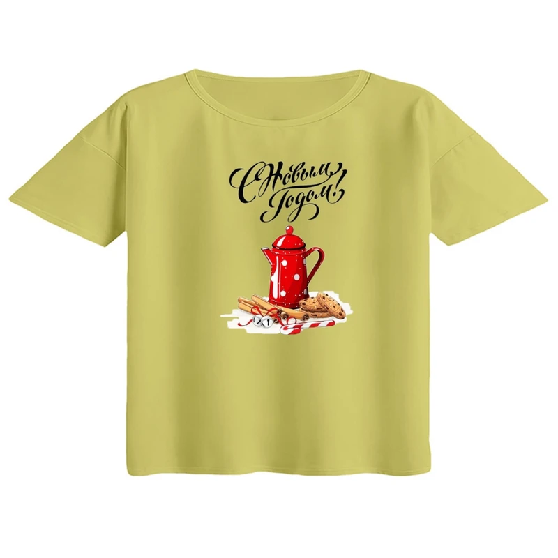 کراپ تی‌شرت آستین کوتاه زنانه مدل نوشته کریسمس کد 4