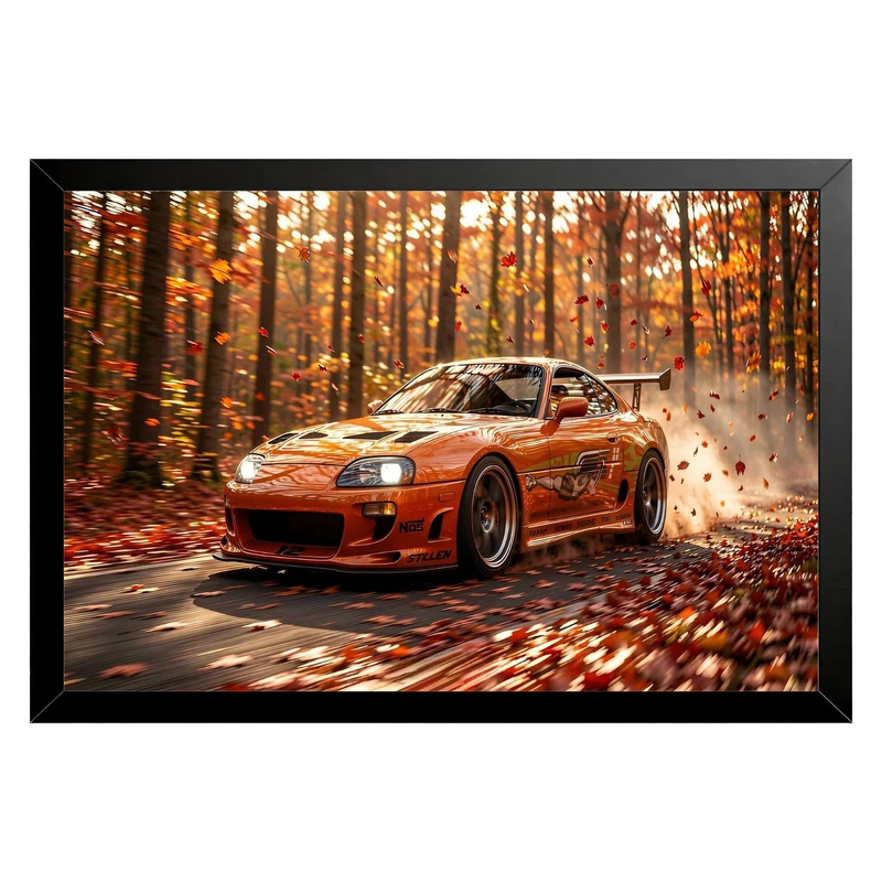 تابلو بکلیت طرح ماشین و خودرو تویوتا Toyota Supra Mk4 مدل B-pe130187 فریم مشکی