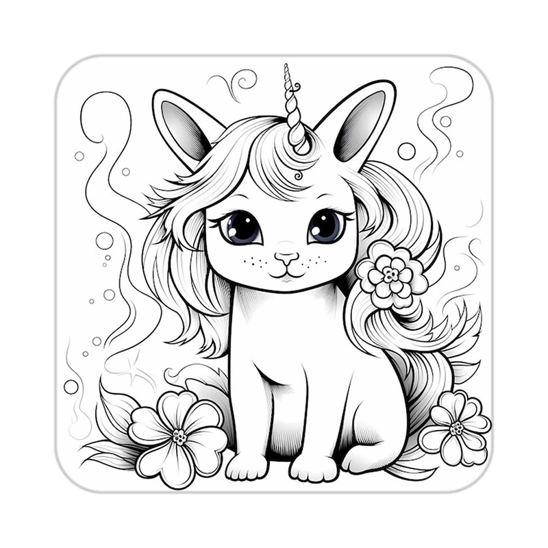 زیر لیوانی کاکتی طرح اسب تک شاخ و یونیکورن مدل mp30538