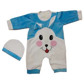 ست سرهمی و کلاه نوزادی مدل خرگوش رنگ آبی