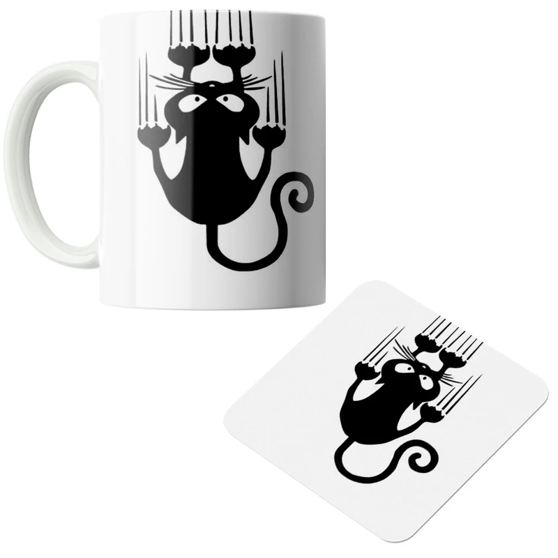 ماگ مدل گربه کد DKC603 به همراه زیر لیوانی