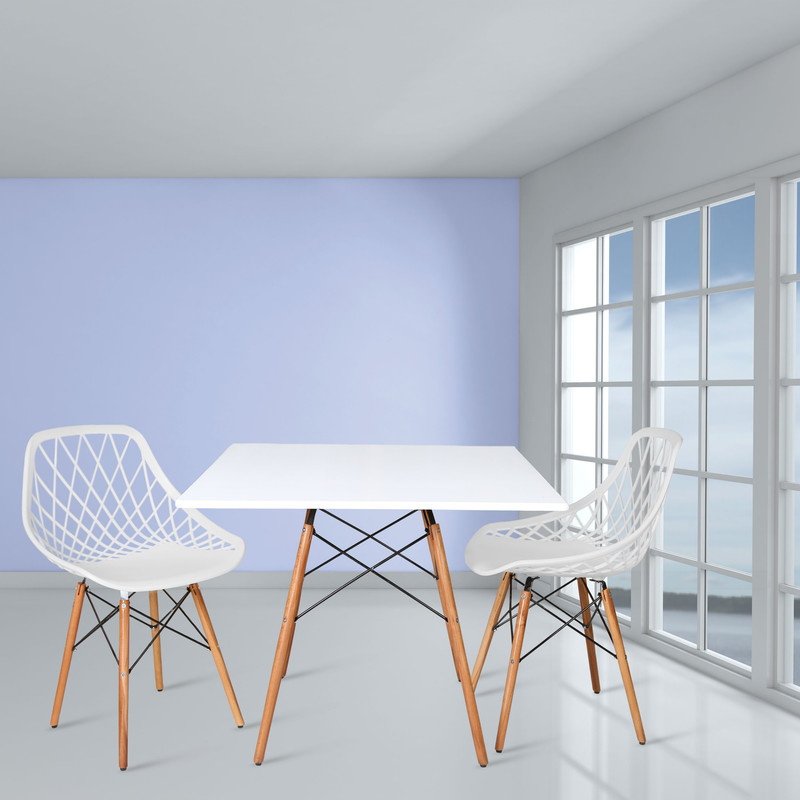 میز و صندلی ناهارخوری دو نفره مدل الماس فایبرگلاس پایه ایفلی MS