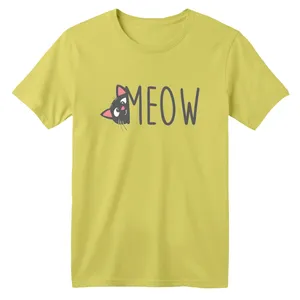 تی شرت آستین کوتاه بچگانه مدل گربه کد 5  رنگ زرد