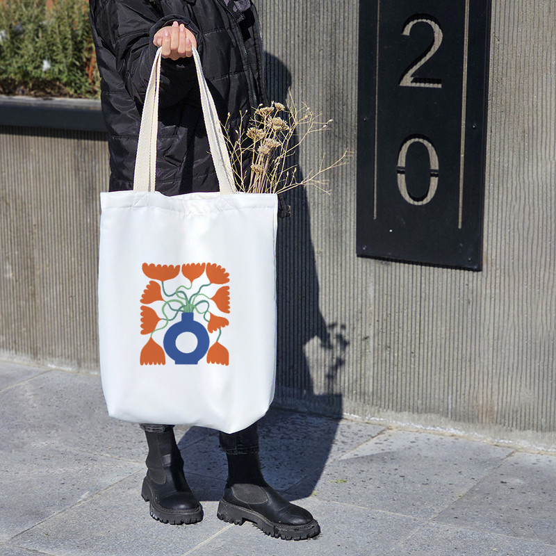 ساک خرید خندالو مدل گل نارنجی کد 8033