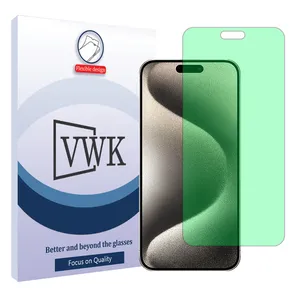 VWK Tough model Green light screen protector suitable for Apple iPhone 15 Pro Max mobile phone
