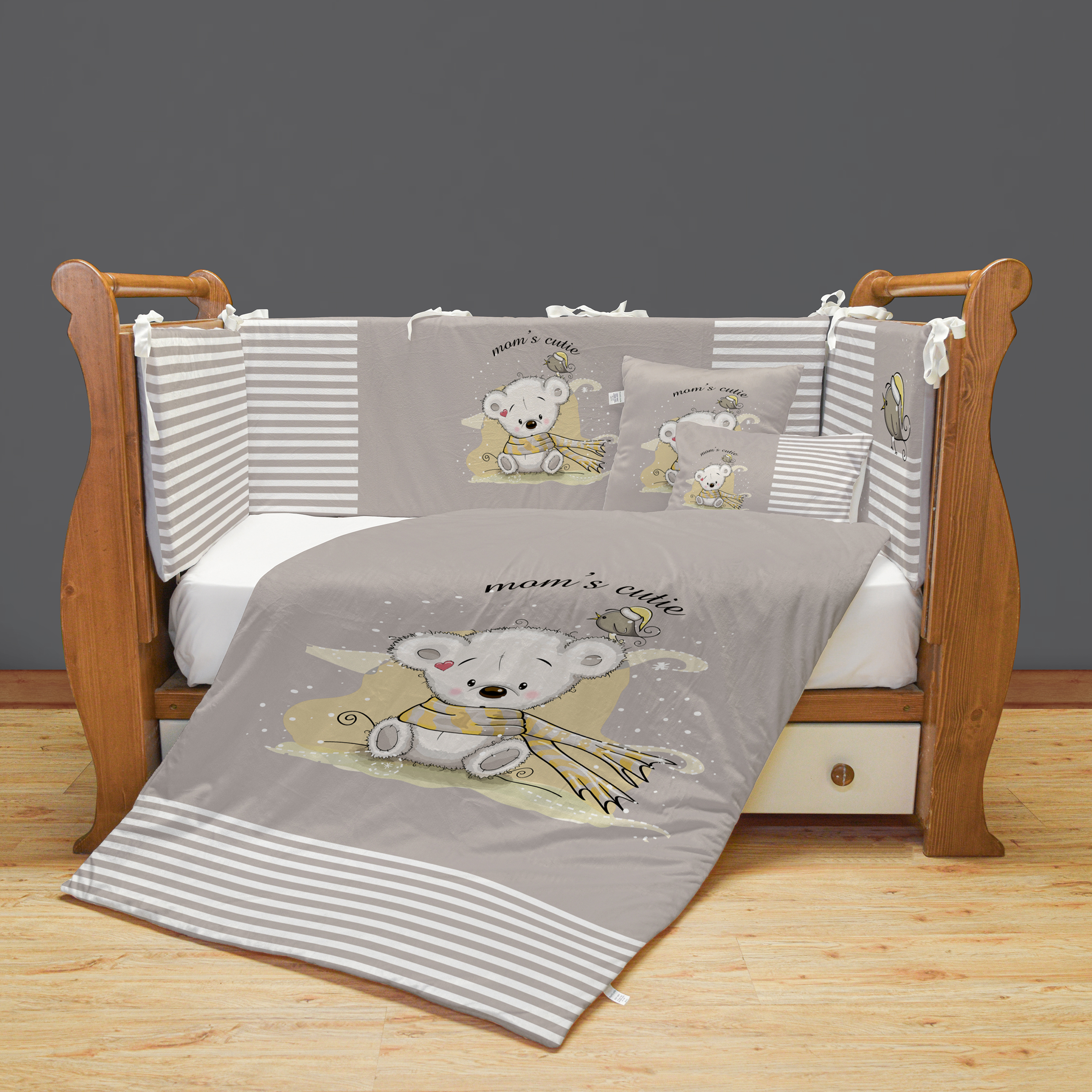 سرویس روتختی 7 تکه کودک مامزکیوتی مدل کوآلا طوسی SK61