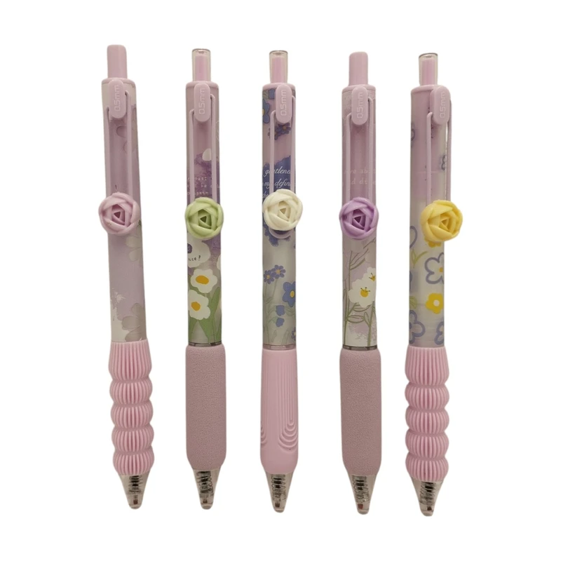 روان نویس 0.5 میلی متری مدل گل گلی مجموعه 5 عددی