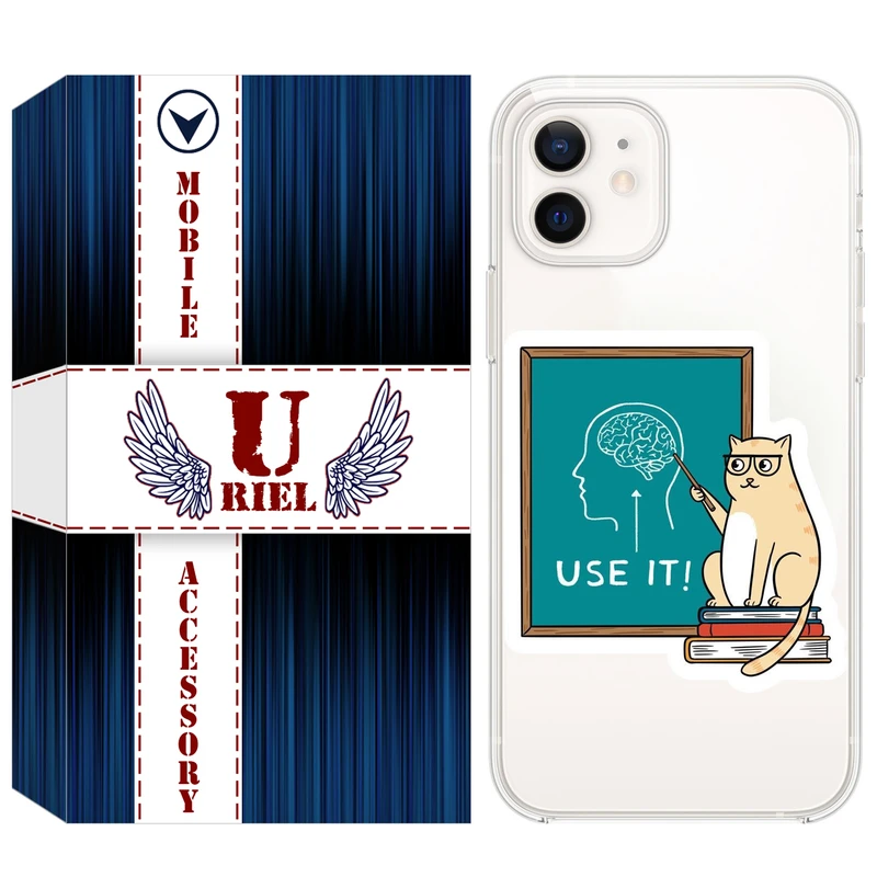 کاور یوریل مدل Clear کد 95 طرح گربه عاقل مناسب برای گوشی موبایل اپل iPhone 12