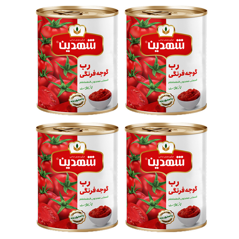 کنسرو رب گوجه فرنگی شهدین - 800 گرم بسته 4 عددی