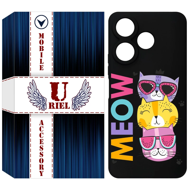 کاور یوریل قاب مدل KSH کد 57 طرح گربه مناسب برای گوشی موبایل شیائومی Redmi 13 4G / Redmi 13 5G / Poco M6 4G