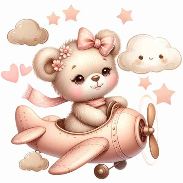 استیکر دیواری کودک راتیانا مدل lovely teddy pilot