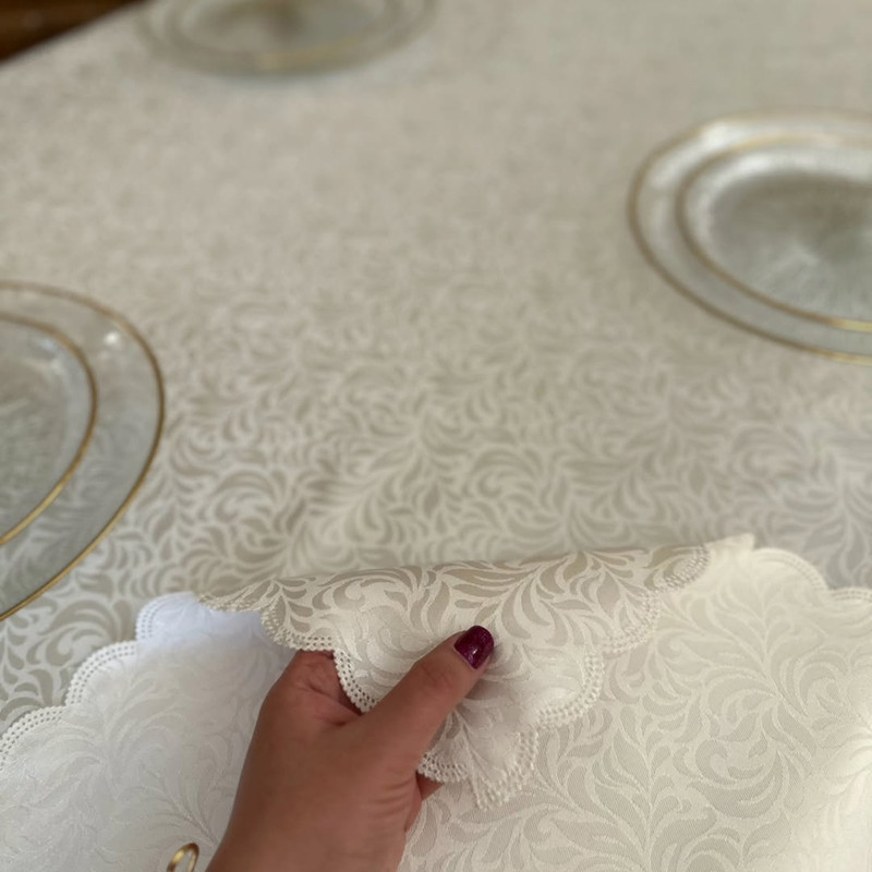 رومیزی رزین تاژ مدل پراگ گرد سایز 200x200 سانتی‌متر